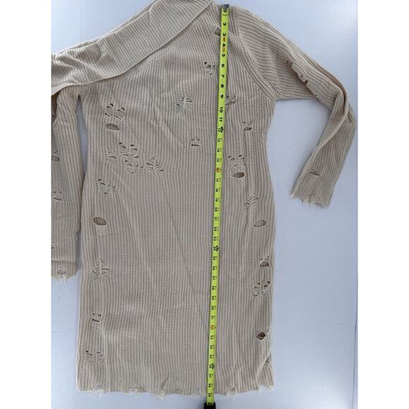 Fashion Nova Sweater Dress Plus Sz 2X One Shoulder Sexy Grunge Distressed Club - Picture 10 of 16